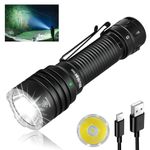 Wurkkos TS23 Tactical Flashlight,5000 High Lumens Flashlight Rechargeable,70.3 HI LED 482M Attack Head Handheld Flashlight,IP68 Waterproof Flashlights for Emergency,Repair,Camping,Hiking