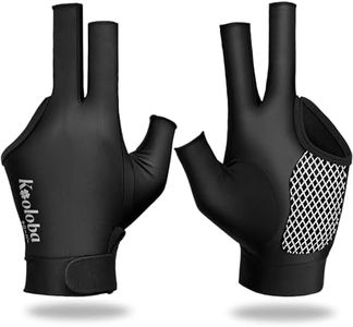 Pool Glove for Left Hand - 3 Finger Billards Glove,Snooker Shooting Glove for Men & Women with Adjustable Velcro (Black, Large)
