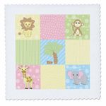 3dRose qs_13839_1 Baby Jungle Animals Print Pastels-Quilt Square, 10 by 10-Inch