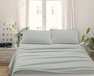 Made in Italy - Capri Complete King Size Bed Linen 4 Pieces in Cotton - 1 Flat Sheet + 1 Fitted Sheet 180 x 200 cm + 2 Pillowcases 50 x 80 cm (King Size, Pearl)