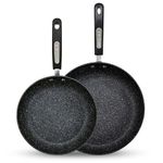 Scoville NEVERSTICK 2 Piece Frying Pan Set, 24cm & 28cm Frying, Non-Stick Frying Pans, Rapid Heat Conduction, Suitable for All Hobs Including Induction, PFOA Free, Dishwasher Safe, Aluminium, Black