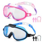 Kids Swimming Goggles, Moseem Swimming Goggles for Children and Early Teens 3-15 Years, 2-Packs Boys Girls Swim Goggles Kids, Anti-Fog Anti-UV,Clear Wide Vision,Waterproof