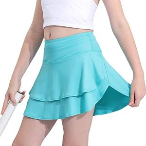 Girls Tennis Skirt with Shorts Athletic Performance Skort Age 11 12 Turquoise Flowy Golf Skirts Outfit for School