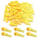 CEEYSEE 60Pcs T Tap Wire Connectors 12-10 AWG of Yellow Self-Stripping and Nylon Male Spade Terminal Quick Disconnects Electrical Connectors Kit (NXJY)