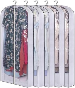 MISSLO 5Pcs Clear Garment Bags, 60'' Dress Bags Covers Long for Closet Storage Gusseted Clothes Bags Hanging for Coats, Suits, Gowns Protector
