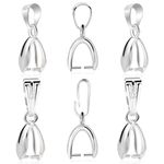 ALEXCRAFT 6Pcs 925 Sterling Silver Pendant Clasp Pinch Clip Bails for Jewelry Making, Slider Pendant Connectors with Open Loop, Sterling Silver Findings Jewelry Pendants Clasps for Necklace Charms