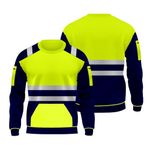 Inspire Me Hi Vis Shirts for Men High Visibility Workwear Crew Neck Fleece Sweatshirts Hi Viz Safety Shirt, Security Work Utility Soft Warm Cosy Fleece Tops|Green, 2XL