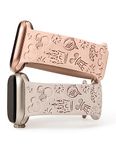 Girovo 2-Pack Cartoon Bracelet Compatible with Apple Watch Band 40mm 38mm 41mm 42mm Women Femme, Cute Soft Engraved Sport Strap for iWatch Bands Series 10/9/8/7/6/5/4/3/2/1/SE/SE2, Pink/Starlight