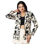 Fabcurate Stylish Petals and Posies Trendy Blazer for Women Black - XL | Shawl Collar with Full Sleeve Jacket for Ladies | Casual Wear | Fashionable for Party