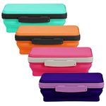 It's Academic Flexi Storage Boxes with Lids, Collapsible Pencil Case for Craft and School Supplies, 4-Pack, Assorted, 4-Pack