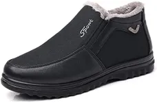 COSIDRAM Mens Winter Snow Shoes Slip on Boots Thick Warm Walking Moccasins Black 9.5