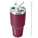 BJPKPK 30 oz Stainless Steel Insulated Tumbler with Lid and Straw Reusable Ice Travel Coffee Thermal Tumblers Cup,Brick Red - Vacuum, Double Wall, Metal, Splash Proof