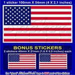 USA United States America Flag American 4" (100mm) Vinyl Bumper Sticker, Decal x1 +2 BONUS