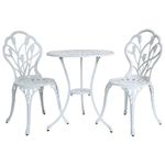 Charles Bentley 3 Piece Tulip Cast Aluminium Patio Bistro Set Table & 2 Chairs