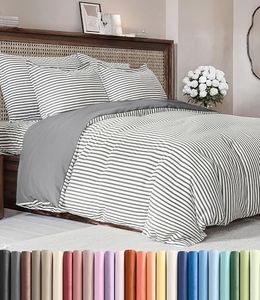 Duvet Cover King Size Set - Extra Soft King Duvet Cover 104" x 90" with 2 Pillow Shams for Women, Men, Kids & Teens - Hotel Luxury w/ Zipper Closures & Ties - Comfy, Cozy & Breathable (Grey Stripes)
