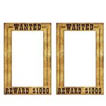 Beistle 2 Piece Western Wanted Photo Booth Selfie Frames For Wild West Cowboy Western Party Supplies