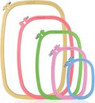 Embroidery Hoops Set 5pcs Square Rectangular, Abs Plastic Cross Stitch Hoop 5 Inch 6 Inch 10 Inch 13 Inch 16 Inch Embroidery Hoop for Art Craft Handy Sewing (Pack of 5 Sizes)