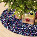 WUPIOS Small Christmas Tree Skirt 21 Inch Colorful Tree Skirts for Pencil Trees Sequin Tree Cover Skirt Velvet Tree Floor Mat Unique Glitter Tree Skirt Collar Rainbow Tree Skirt Christmas Decorations