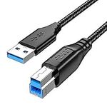 Fasgear USB 3.0 to USB B Cable 3ft/1m Nylon Braided Type A Male to Type B Male Cord (Black)