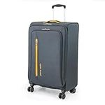 Pierre Cardin Soft Shell 69cm Suitcase with x4 Spinner Wheels - Soft Sided Luggage, Durable & Quality Tested Soft Travel Bag | Lightweight 2.5 Kg 27" 71 litres Capacity CL610 (Medium, Grey & Orange)