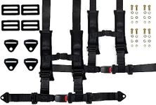 Two 4 Point Harness Seat Belt with 3 Inch Padding with Quick Auto Buckle For Kids and Adults, Fits all Side by Sides, UTV 4 Point Harness, Comfortable Padding, racing seat belt, Adjustable