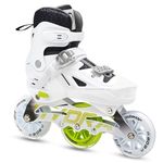 Jaspo Radar Edge 100 mm Adjustable Hard-Boot Inline Shoe Skates Aluminium Frame ABEC-7 Bearing, 80A Hardness PU Wheels, Soft Cushioned Inner Shoe for All Age Groups White, Medium (20-23 cms)