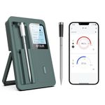 BFOUR Wireless Meat Thermometer with 2 Probes, Bluetooth Meat Thermometer Wireless with LCD Display,Meat Thermometer Digital Wireless for BBQ, Grill, Smoker, Oven, Kitchen Thermometer