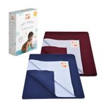 Tidy Sleep Instadry Anti-Piling Fleece Extra Absorbent Quick Dry Sheet for New Born Babies, Cotton Bed Protector Mattress Pack of 2 Maroon-Navy Blue Small (70x50) cm