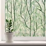 dktie Window Privacy Film Static Cling Window Film No-Glue Frosted Window Film Plants Window Stickers, for Home, Bathroom, Kids Room, Bedroom (44.5x200cm)