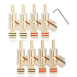 Monosaudio Locking Banana Plugs 8Pcs 45 Degree Banana Connector Double Screw Speaker Banana Plug for 8-15 Guage Speaker Wire,Audio/Video Receiver,Sound Systems with L-Form Hex Wrench(24K Gold Plated)