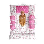 Altered Lifestyle New Born Baby Bedding Set with Neck Pillow & Side Bolster Cotton Printed Sleeping Mattresses Set for Baby Boy's & Baby Girl's (0-6 Months) (Moon & Star_Pink,)