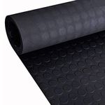 Trident Coin Rubber Flooring 3mm Thick Non Slip Mats For Camper Van, Anti Slip Matting Roll For Shed, Gym, Garage & Workshop. Black Non slip Matting Roll, Length: 3M