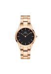 Daniel Wellington Stainless Steel Iconic Link Analog Black Dial Women Watch-Dw00100212, Rose Gold Band