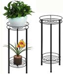 2 Pack Plant Stand Indoor Outdoor 28in Tall Planter Holder Black Metal Flower Pot Stands Decorative Plant Rack for Patio Deck Living Room