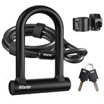 Rifarter Bike Lock U Heavy Duty: Anti Theft Bicycle U Lock with 5ft Security Steel Cable and 16mm Shackle, Bicycle U-Locks with Keys and Sturdy Mounting Bracket for Road Mountain Electric Folding Bike