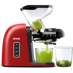 SiFENE Quiet Cold Press Juicer Machine, Wide 3.2-Inch Dual Feed Chute, Slow Masticating Juicer for Whole Large Fruits & Vegetables, Easy Clean, Anti-Clog Function, Non-BPA (Red)