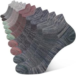 Closemate Ankle Athletic Socks Cotton Non Slip Low Cut Running Socks for Sport 5 Pairs (1 Red 1 Cyan 1 Blue 1 Green 1 Brown, Size L)