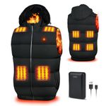 Faxpot Heated Gilet For Men And Women With Power Bank, Sleeveless Heated Jacket With 3 Temperature Levels, Washable Heated Body Warmer With Removable Hood, Unisex Lightweight Heated Vest 806-L