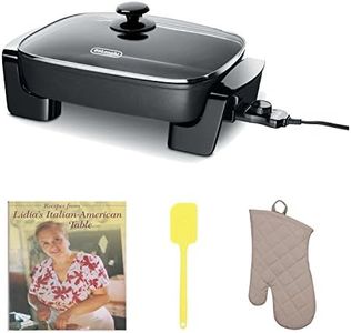 De'Longhi Electric Skillet with Tempered Glass Lid, 16" X 12", Black