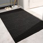 Door Mat 20"x32", Front Door Mat Non-Slip Absorbent Resist Dirt Entrance Mat, Low-Profile Welcome Mat Floor Mat for Entryway, Front Door, Back Door, Muddy Wet Shoes and Paws (Black, 20"x32")