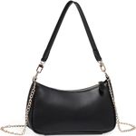 WantGor Clutch Tote Handbags, Shoulder Purse for Women Crossbody Bags Mini Hobo Bag Retro Vegan Leather Trendy Handbag (Black)