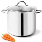 HOMICHEF 10 Quart Stock Pot With Glass Lid - Nickel Free Stainless Steel 10 Qt Pot With Handle - Mirror Polished Stock Pot 10 Quart - Induction Pot Cooking Pot With Lid - Healthy Stock Pot