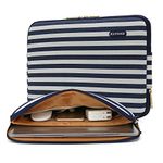 Kayond Canvas Water-resistant 14 inch Canvas laptop sleeve with pocket 14 inch 14.1 inch laptop case Macbook Pro 15.4 A1707(14-14.1 inches, Breton Stripe)