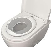 Babycurls Toilet Training Seat Kids Non Slip with Splash Guard Fits Oval & Round Toilets White/Grey for Safe Toddler Loo Potty Training in The Bathroom and Home