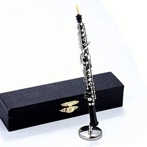 Dselvgvu Miniature Oboe with Stand and Case Mini Musical Instrument Miniature Replica Dollhouse Model Mini Oboe Home Ornament (6.31" Oboe)