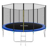 tectake® Outdoor Trampoline for Kids & Adults - Robust Sports Equipment with Tear-Resistant Net, Strong Springs, Stable Frame, Safety Enclosure, Edge Cover, Ladder - Weather Resistant - 14ft / 4.3m