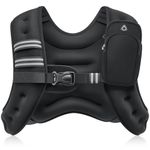 ZELUS Weighted Vest, 6lb/8lb/12lb/16lb/20lb/25lb/30lb Weight Vest with Reflective Stripe for Workout, Strength Training, Running, Fitness, Muscle Building, Weight Loss, Weightlifting, Black(6 lb)