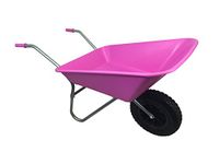 Wheelbarrow Pink Plastic Body with Puncture Proof PU Wheel 85 Litre