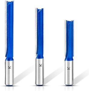 RURITKIT 3Pcs Extra Long Straight Router Bit Set 1/2 Shank, Carbide Tipped Double Flute Straight Bit Dado Straight Cut Router Bit for Woodworking, 2",2-1/2",3" Cutting Length,1/2" Cutting Dia.