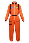 Haorugut Women Astronaut Costume Adult Space Costume Plus Size Flight Suit Astronaut Jumpsuit Fancy Dress Up Costumes, 6532 Orange, X-Small